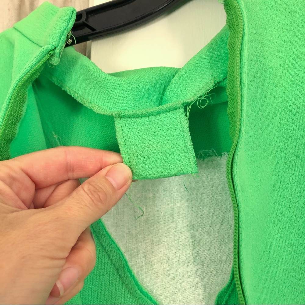 SOLD Vintage 60s Acid Green Poly Knit Maxi Dress - Picture 6 of 8
